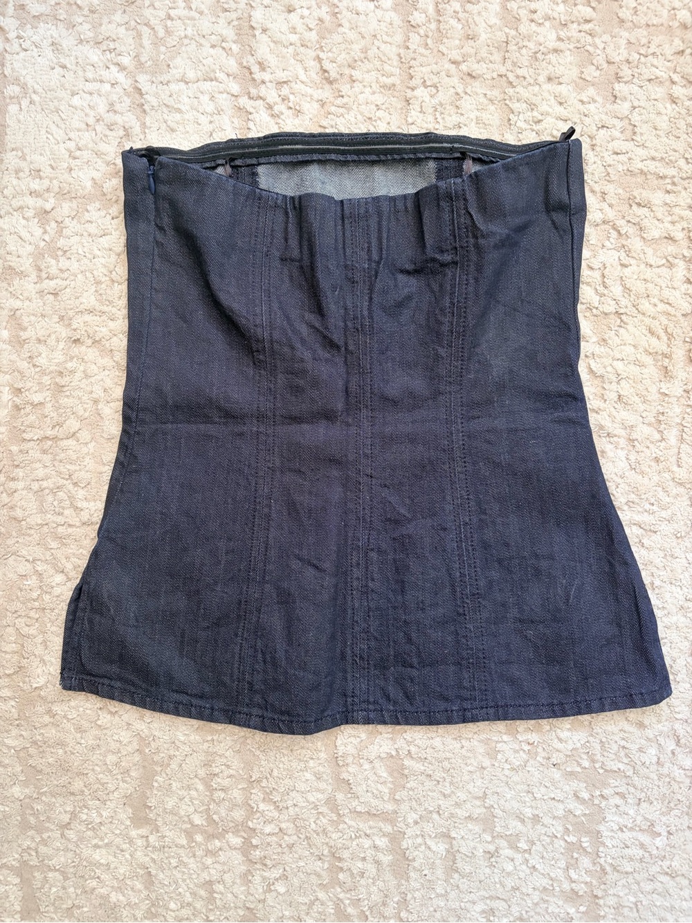 Zara Black and Light Blue Denim Strapless Bustier S - Picture 5 of 11